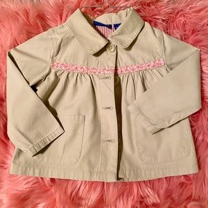 Oshkosh cargo jacket with pink floral trim size 2T